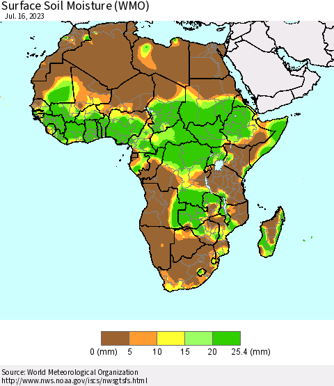 Africa Surface Soil Moisture (WMO) Thematic Map For 7/10/2023 - 7/16/2023