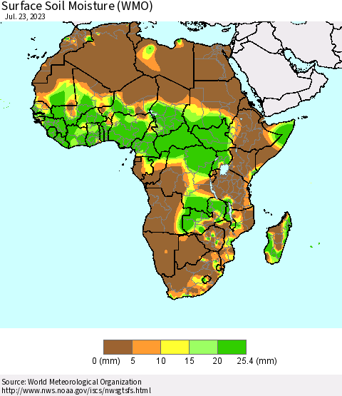 Africa Surface Soil Moisture (WMO) Thematic Map For 7/17/2023 - 7/23/2023