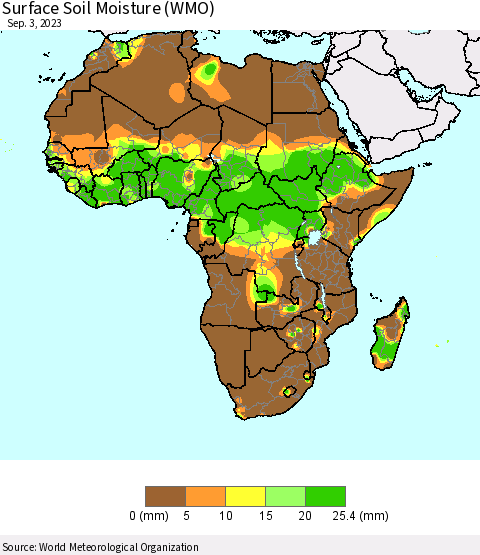 Africa Surface Soil Moisture (WMO) Thematic Map For 8/28/2023 - 9/3/2023