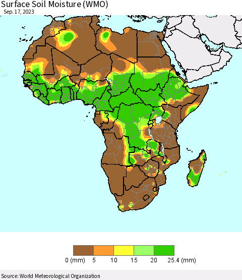 Africa Surface Soil Moisture (WMO) Thematic Map For 9/11/2023 - 9/17/2023