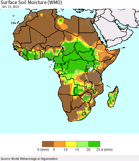 Africa Surface Soil Moisture (WMO) Thematic Map For 10/9/2023 - 10/15/2023