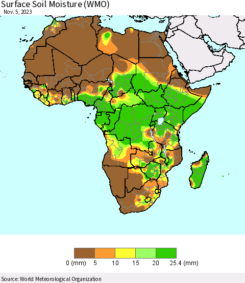 Africa Surface Soil Moisture (WMO) Thematic Map For 10/30/2023 - 11/5/2023