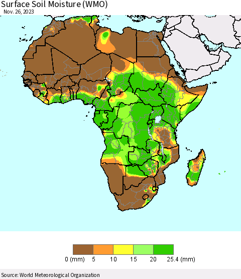 Africa Surface Soil Moisture (WMO) Thematic Map For 11/20/2023 - 11/26/2023