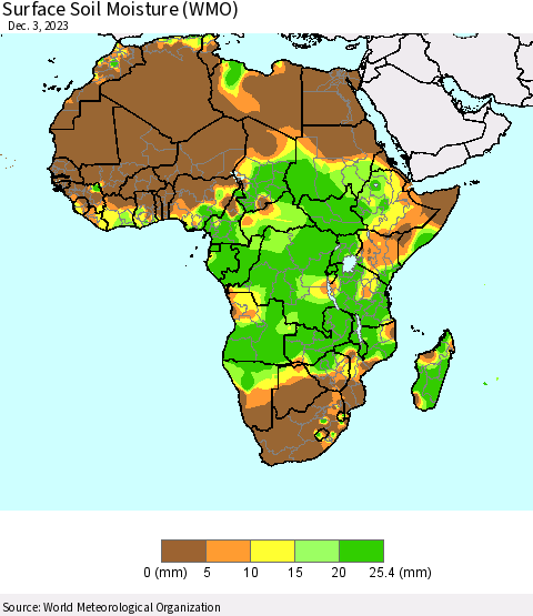 Africa Surface Soil Moisture (WMO) Thematic Map For 11/27/2023 - 12/3/2023