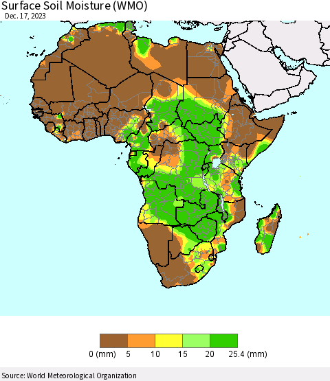 Africa Surface Soil Moisture (WMO) Thematic Map For 12/11/2023 - 12/17/2023