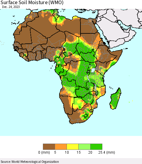 Africa Surface Soil Moisture (WMO) Thematic Map For 12/18/2023 - 12/24/2023