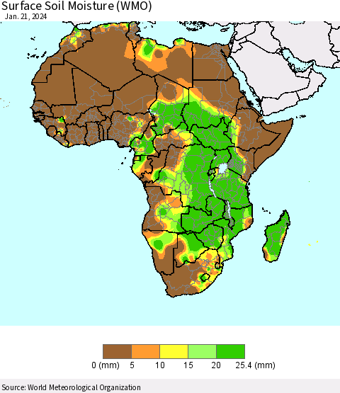 Africa Surface Soil Moisture (WMO) Thematic Map For 1/15/2024 - 1/21/2024