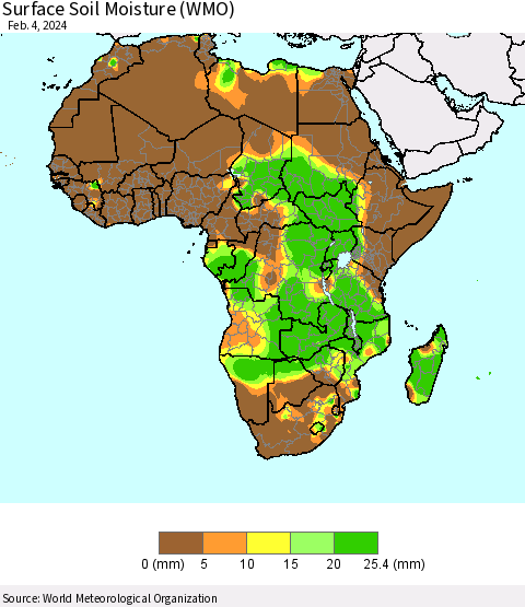 Africa Surface Soil Moisture (WMO) Thematic Map For 1/29/2024 - 2/4/2024
