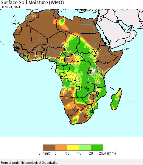 Africa Surface Soil Moisture (WMO) Thematic Map For 3/18/2024 - 3/24/2024
