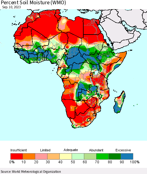Africa Percent Soil Moisture (WMO) Thematic Map For 9/4/2023 - 9/10/2023