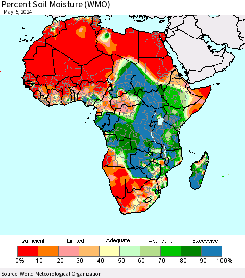Africa Percent Soil Moisture (WMO) Thematic Map For 4/29/2024 - 5/5/2024