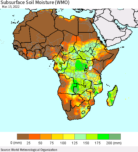 Africa Subsurface Soil Moisture (WMO) Thematic Map For 3/11/2022 - 3/15/2022