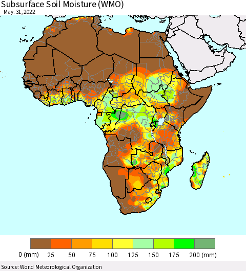 Africa Subsurface Soil Moisture (WMO) Thematic Map For 5/26/2022 - 5/31/2022