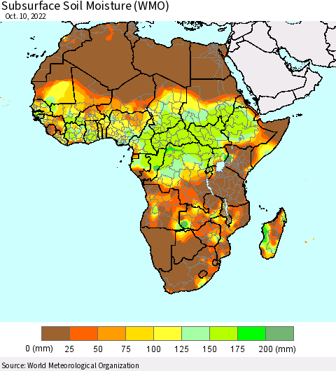 Africa Subsurface Soil Moisture (WMO) Thematic Map For 10/6/2022 - 10/10/2022