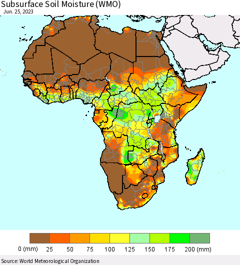 Africa Subsurface Soil Moisture (WMO) Thematic Map For 6/21/2023 - 6/25/2023
