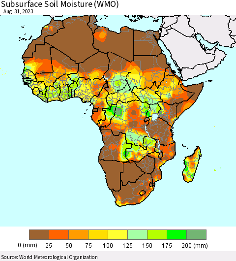 Africa Subsurface Soil Moisture (WMO) Thematic Map For 8/26/2023 - 8/31/2023