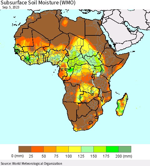 Africa Subsurface Soil Moisture (WMO) Thematic Map For 9/1/2023 - 9/5/2023