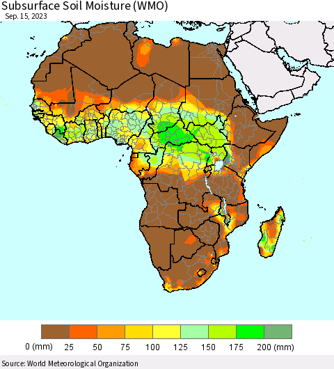 Africa Subsurface Soil Moisture (WMO) Thematic Map For 9/11/2023 - 9/15/2023