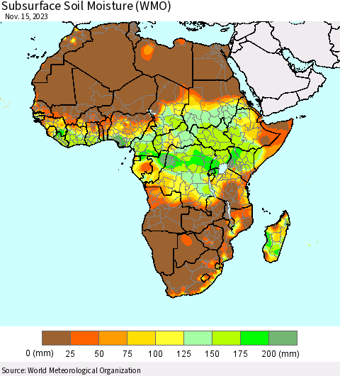 Africa Subsurface Soil Moisture (WMO) Thematic Map For 11/11/2023 - 11/15/2023