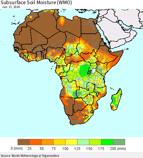 Africa Subsurface Soil Moisture (WMO) Thematic Map For 1/11/2024 - 1/15/2024