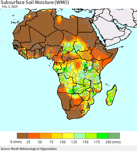 Africa Subsurface Soil Moisture (WMO) Thematic Map For 2/1/2024 - 2/5/2024
