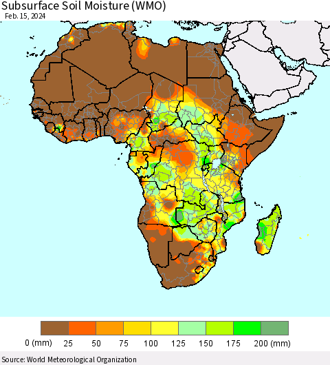 Africa Subsurface Soil Moisture (WMO) Thematic Map For 2/11/2024 - 2/15/2024