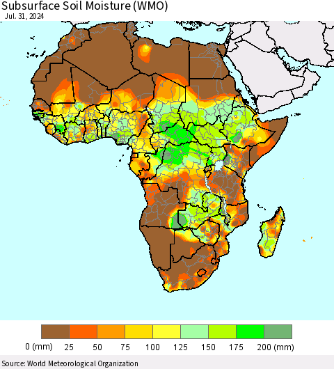 Africa Subsurface Soil Moisture (WMO) Thematic Map For 7/26/2024 - 7/31/2024
