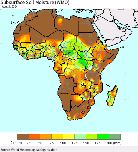 Africa Subsurface Soil Moisture (WMO) Thematic Map For 8/1/2024 - 8/5/2024