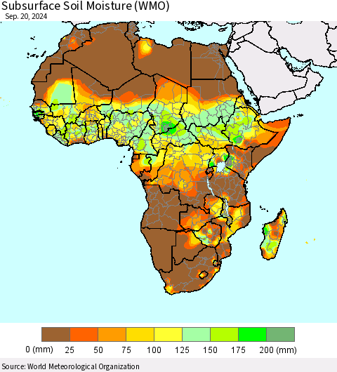 Africa Subsurface Soil Moisture (WMO) Thematic Map For 9/16/2024 - 9/20/2024