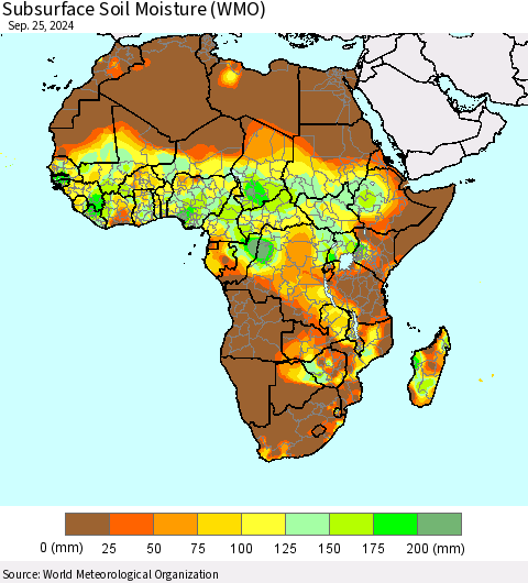 Africa Subsurface Soil Moisture (WMO) Thematic Map For 9/21/2024 - 9/25/2024