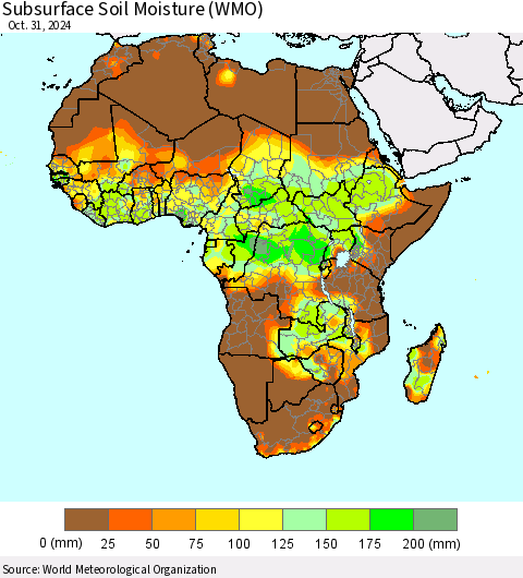 Africa Subsurface Soil Moisture (WMO) Thematic Map For 10/26/2024 - 10/31/2024