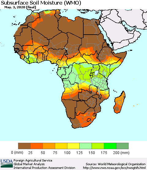 Africa Subsurface Soil Moisture (WMO) Thematic Map For 4/27/2020 - 5/3/2020