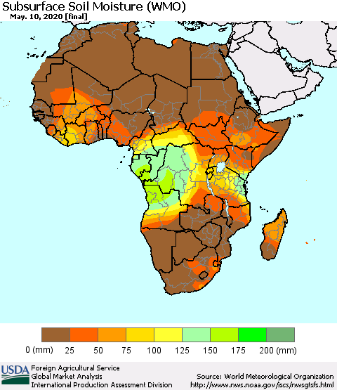 Africa Subsurface Soil Moisture (WMO) Thematic Map For 5/4/2020 - 5/10/2020