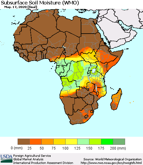 Africa Subsurface Soil Moisture (WMO) Thematic Map For 5/11/2020 - 5/17/2020