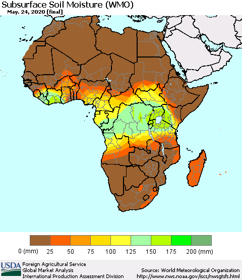 Africa Subsurface Soil Moisture (WMO) Thematic Map For 5/18/2020 - 5/24/2020