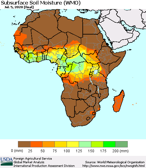 Africa Subsurface Soil Moisture (WMO) Thematic Map For 6/29/2020 - 7/5/2020