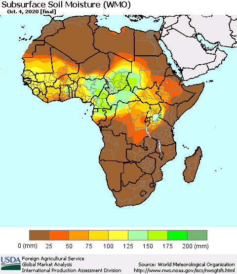 Africa Subsurface Soil Moisture (WMO) Thematic Map For 9/28/2020 - 10/4/2020