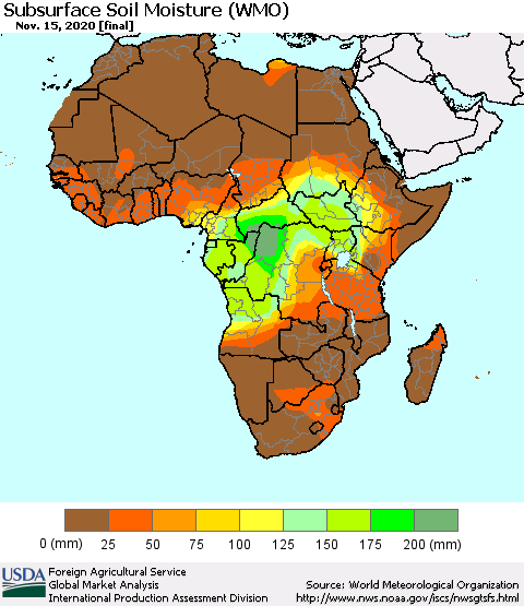 Africa Subsurface Soil Moisture (WMO) Thematic Map For 11/9/2020 - 11/15/2020