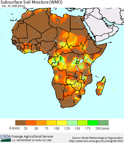 Africa Subsurface Soil Moisture (WMO) Thematic Map For 12/14/2020 - 12/20/2020