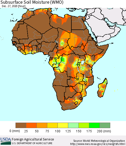 Africa Subsurface Soil Moisture (WMO) Thematic Map For 12/21/2020 - 12/27/2020