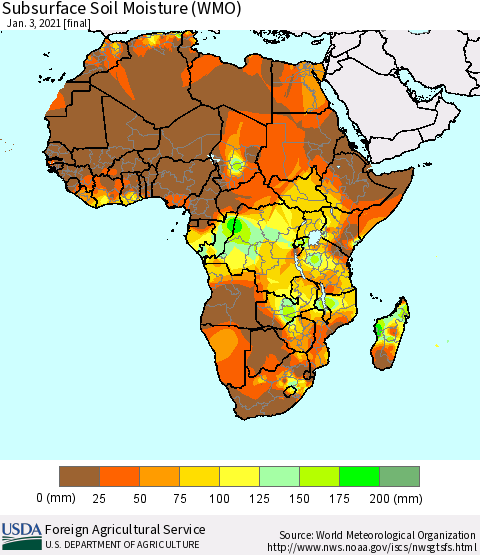 Africa Subsurface Soil Moisture (WMO) Thematic Map For 12/28/2020 - 1/3/2021