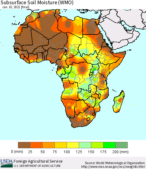 Africa Subsurface Soil Moisture (WMO) Thematic Map For 1/4/2021 - 1/10/2021