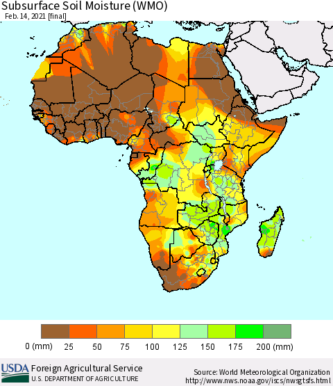 Africa Subsurface Soil Moisture (WMO) Thematic Map For 2/8/2021 - 2/14/2021