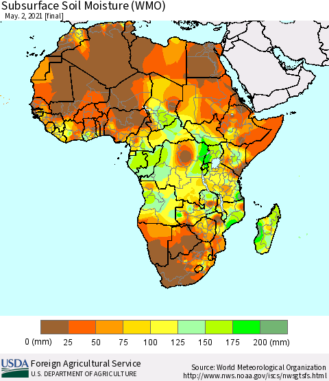 Africa Subsurface Soil Moisture (WMO) Thematic Map For 4/26/2021 - 5/2/2021