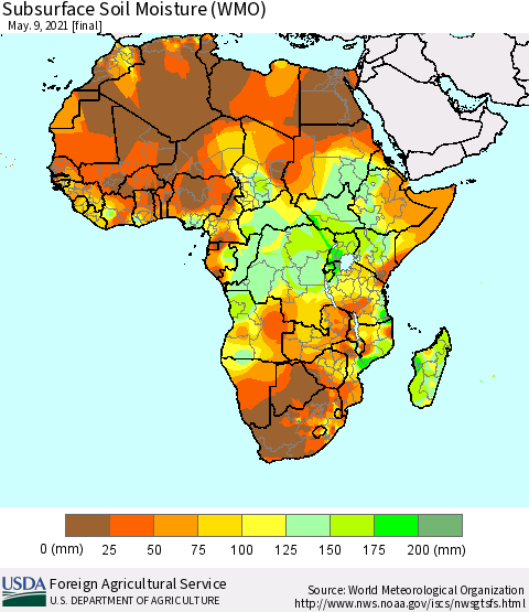 Africa Subsurface Soil Moisture (WMO) Thematic Map For 5/3/2021 - 5/9/2021