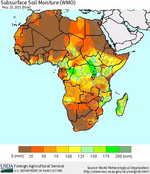 Africa Subsurface Soil Moisture (WMO) Thematic Map For 5/17/2021 - 5/23/2021