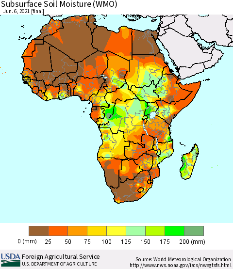 Africa Subsurface Soil Moisture (WMO) Thematic Map For 5/31/2021 - 6/6/2021