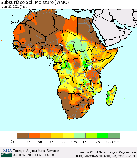 Africa Subsurface Soil Moisture (WMO) Thematic Map For 6/14/2021 - 6/20/2021