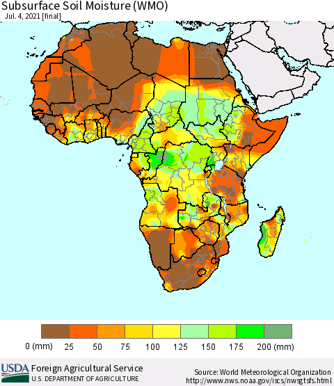 Africa Subsurface Soil Moisture (WMO) Thematic Map For 6/28/2021 - 7/4/2021