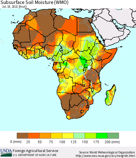 Africa Subsurface Soil Moisture (WMO) Thematic Map For 7/12/2021 - 7/18/2021